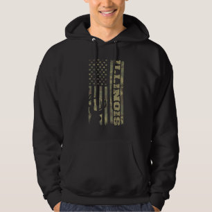 Illinois Deer Hunter Vintage Deer Hunting Camo USA Hoodie