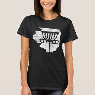 Illinois Disc Golf State With Basket Distressed Gr T-Shirt