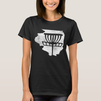 Illinois Disk Golf State With Basket Distressed Gr T-Shirt