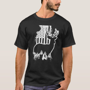 Illinois Elk Hunting State Map US Flag Patriotic H T-Shirt