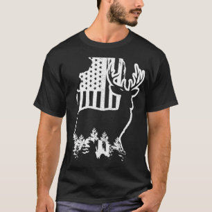 Illinois Elk Hunting State Map US Flag Patriotic H T-Shirt
