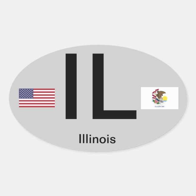 Illinois* Euro-Style Oval Sticker (Front)