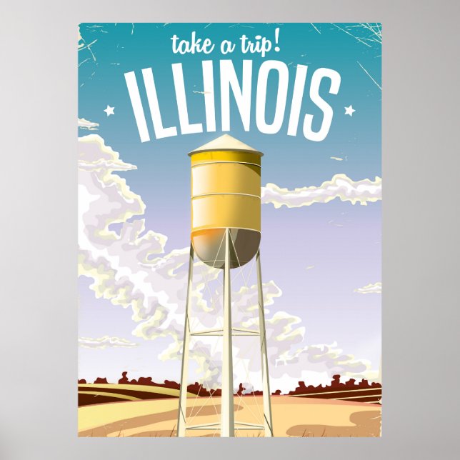 Illinois farm vintage travel poster (Front)