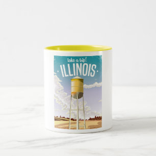 Illinois farm vintage travel poster Two-Tone coffee mug