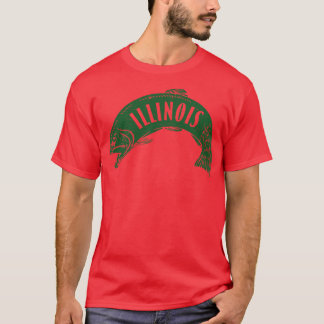 Illinois Fish Wordmark Green T-Shirt