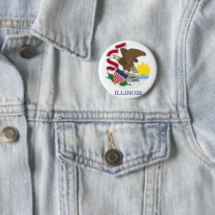 Illinois flag 6 cm round badge