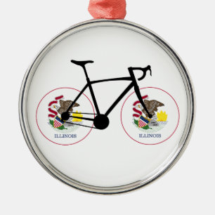 Illinois Flag Cycling Metal Ornament