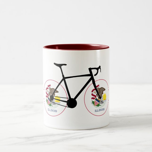 Illinois Flag Cycling Two-Tone Coffee Mug (Center)