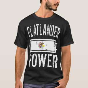 Illinois Flag   Flatlander Power Battery Proud T-Shirt