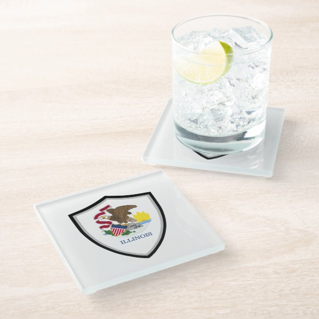 Illinois flag glass coaster (Angled)