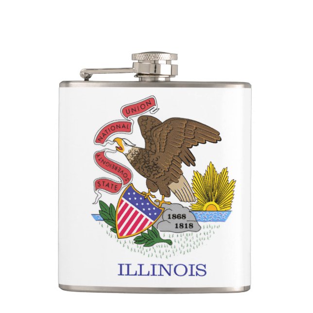 Illinois Flag Hip Flask (Front)