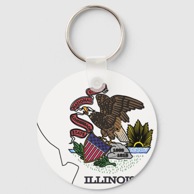 Illinois Flag Map Key Ring (Front)
