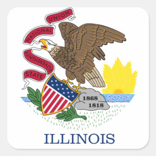 Illinois flag square sticker