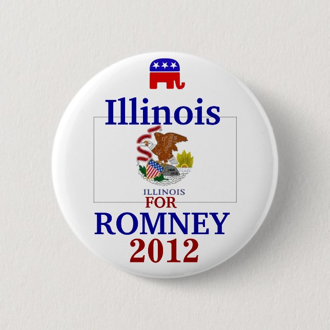 Illinois  for Romney 2012 6 Cm Round Badge (Front)