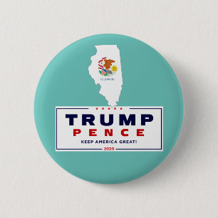Illinois for Trump Pence 2020 6 Cm Round Badge