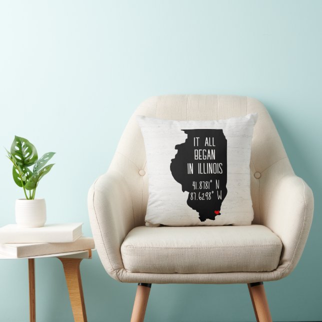 Illinois GPS Coordinates with Heart Cushion (Chair)