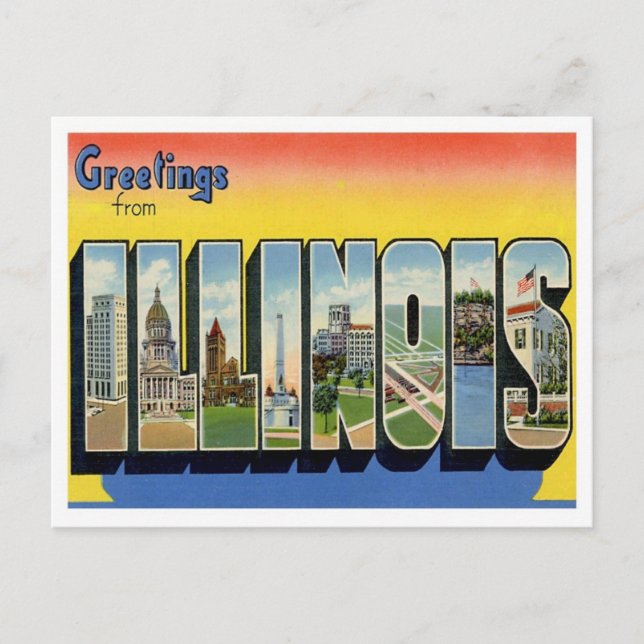 Illinois Greetings From US States Postcard (Front)