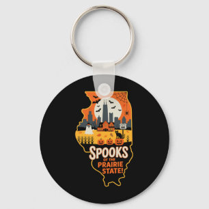 Illinois Halloween Shirt Spooky Pride Prairie Stat Key Ring