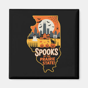 Illinois Halloween Shirt Spooky Pride Prairie Stat Magnet