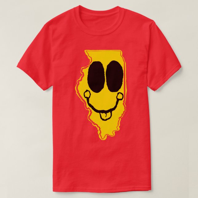 Illinois Happy Face with tongue sticking out T-Shirt (Design Front)