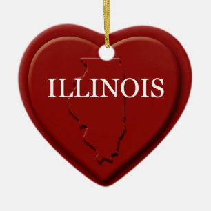 Illinois Heart Map Christmas Ornament