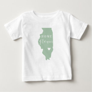 Illinois Home Grown   Editable Colours State Map Baby T-Shirt