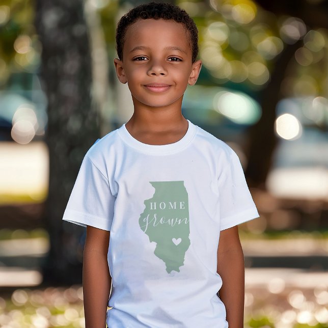 Illinois Home Grown | Editable Colours State Map Baby T-Shirt (Creator Uploaded)