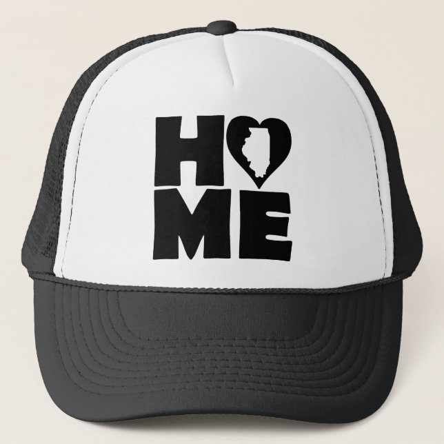 Illinois Home Heart State Ball Cap Trucker Hat (Front)