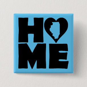 Illinois Home Heart State Button Badge Pin