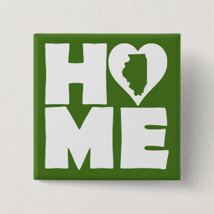 Illinois Home Heart State Button Badge Pin