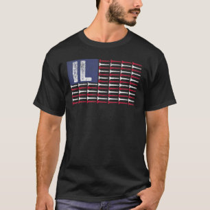 Illinois Home State Il American Flag Patriotic Gol T-Shirt