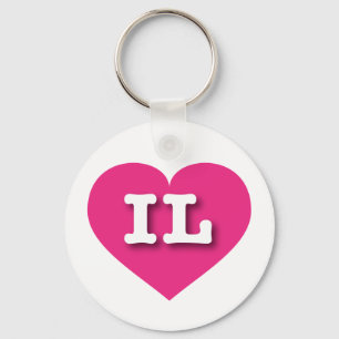 Illinois Hot Pink Heart - I love IL Key Ring