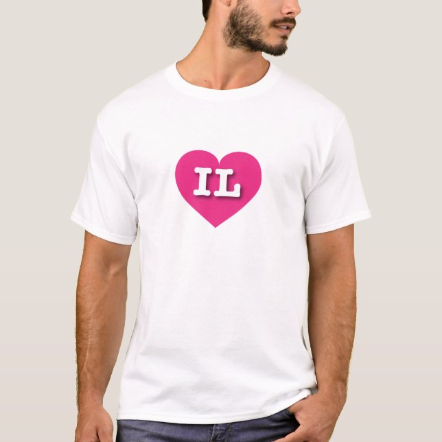Illinois Hot Pink Heart - I love IL T-Shirt (Front)