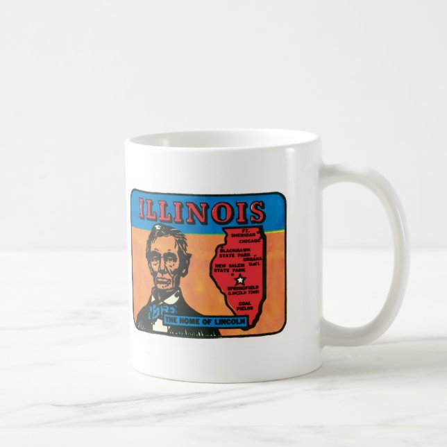 Illinois IL Vintage State Label Mug (Right)