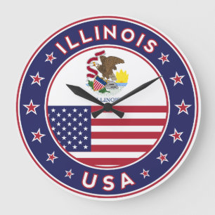 Illinois, Illinois t-shirt, Illinois sticker, Large Clock