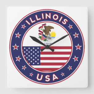 Illinois, Illinois t-shirt, Illinois sticker, Square Wall Clock