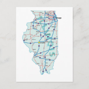 Illinois Interstate Map Postcard