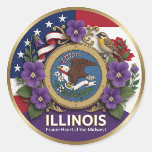 Illinois Land Of Lincoln Heritage ✦ Classic Round Sticker
