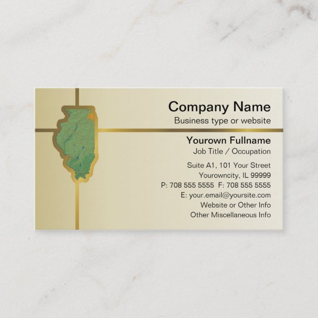 Illinois Map Business Card (Front)