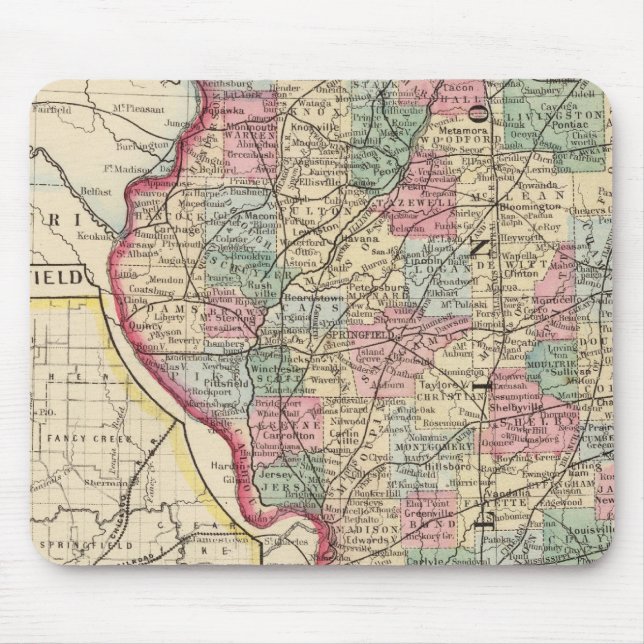Illinois Map by Mitchell Mouse Pad (Front)
