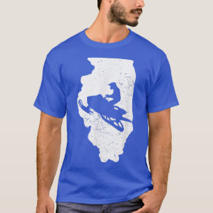 Illinois Map Snowmobile Riding Winter Sports Snowm T-Shirt