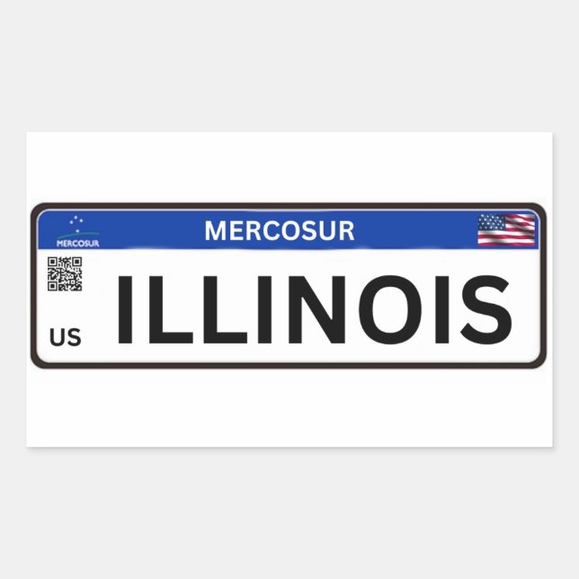 Illinois Mercosur Rectangular Sticker (Front)