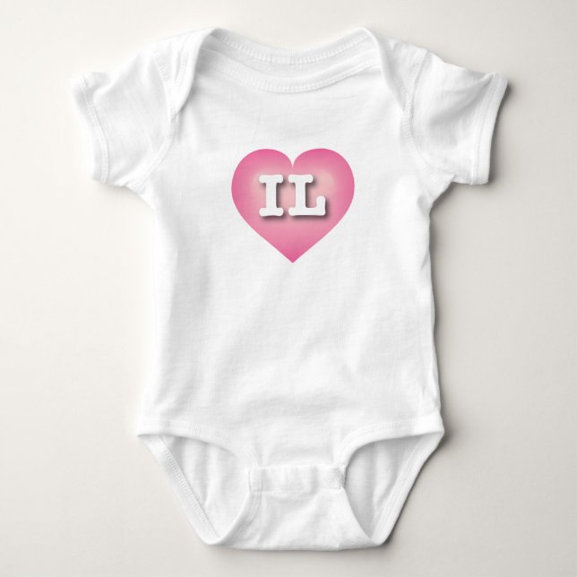 Illinois Pink Fade Heart - I love IL Baby Bodysuit (Front)