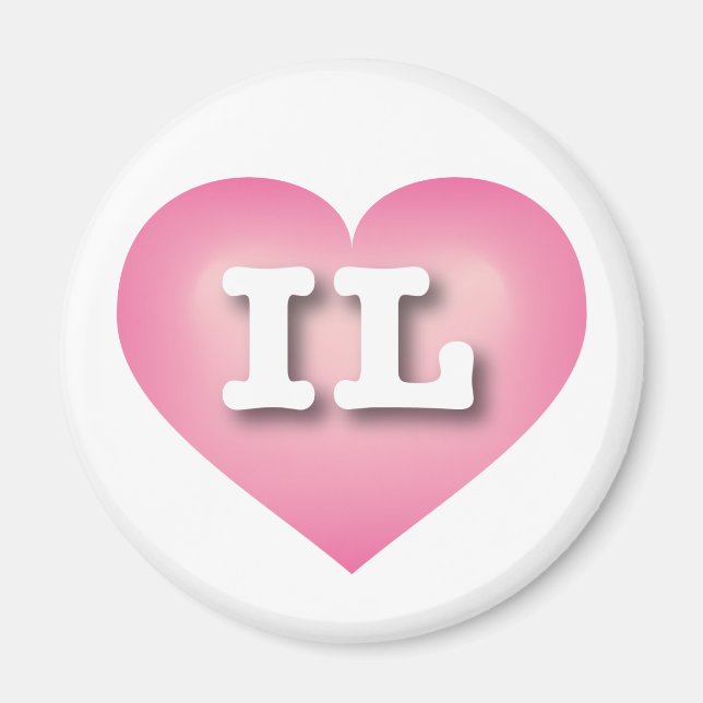 Illinois Pink Fade Heart - I love IL Magnet (Front)