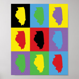 Illinois Pop Art Multicolor State Pride Poster