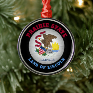 ILLINOIS PRAIRIE STATE FLAG METAL ORNAMENT
