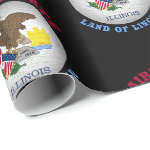 ILLINOIS PRAIRIE STATE FLAG WRAPPING PAPER