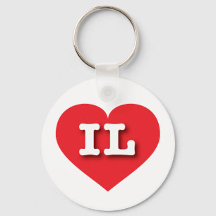 Illinois Red Heart - I love IL Key Ring