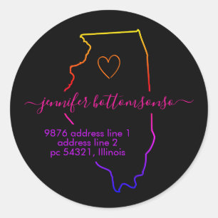 Illinois return address Signature rainbow Classic Round Sticker
