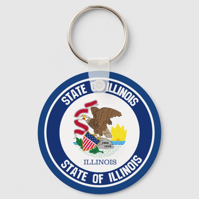 Illinois Round Emblem Key Ring (Front)